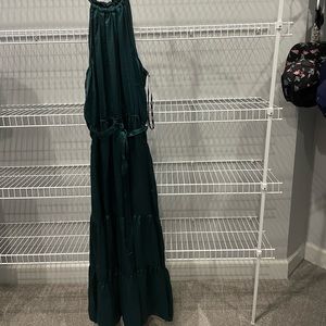 Emerald green halter dress